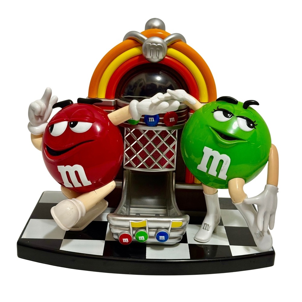 M&M's Jukebox Candy Dispenser Red & Green Characters Mars Vintage Collectible